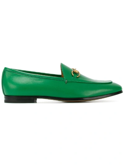Gucci Green Jordaan Leather Loafers