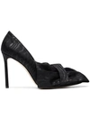 OFF-WHITE OFF-WHITE C/O JIMMY CHOO BLACK MARY 100 SILK BOW PUMPS,OWIA102S18995016100012575554