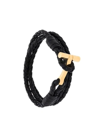Tom Ford T-buckle Woven Design Bracelet In Black