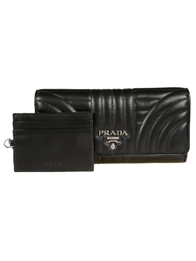 Prada Diagramme Continental Wallet, Black In Nero