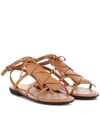 Tod's Embellished Fringed Leather Sandals In Brown