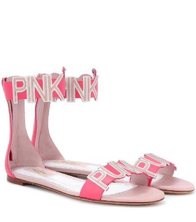Valentino Garavani Pink Is Punk Sandals In Burgundy