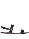 Ancient Greek Sandals Black Leather Clio Sandals