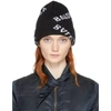 BALENCIAGA BALENCIAGA BLACK ALL OVER LOGO BEANIE,479920 T1380