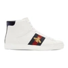 GUCCI GUCCI WHITE BEE NEW ACE HIGH-TOP trainers,501803 DOPE0