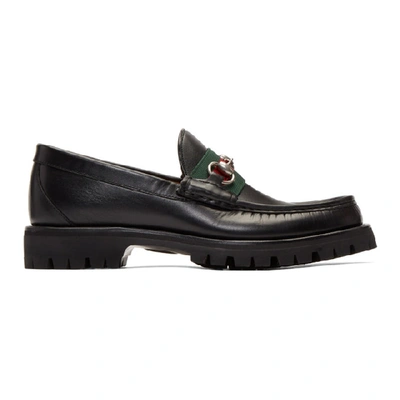 Gucci Leather Web Horsebit Loafer In Black