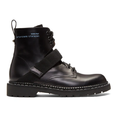 Valentino Garavani Strapped Leather Combat Boots In Black