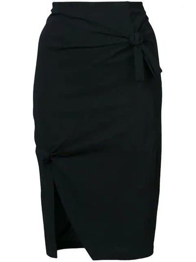 Helmut Lang Knot Detail Skirt In Black