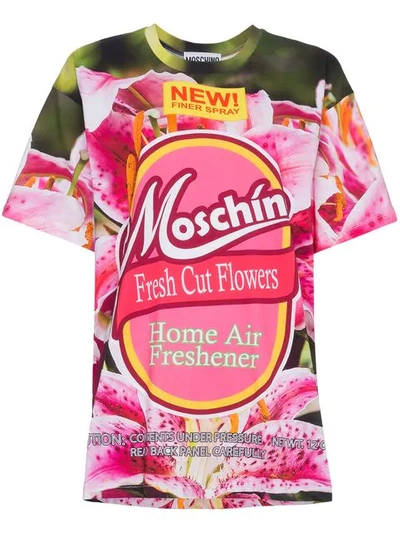 Moschino Fresh Cut Flowers Logo T Shirt In Multicolour