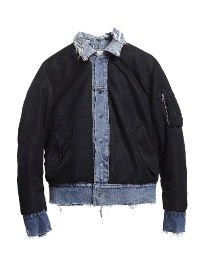 Amiri Reversible Black And Indigo Trucker Bomber Jacket In Black