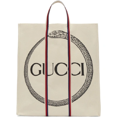 Gucci Ouroboros-print Cotton Tote Bag In Beige