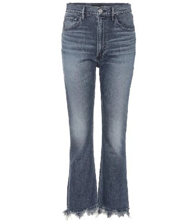 3x1 W5 Empire Crop Distressed Cropped High-rise Bootcut Jeans In Blue