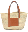 LOEWE MEDIUM LEATHER-TRIMMED BASKET TOTE,P00302459