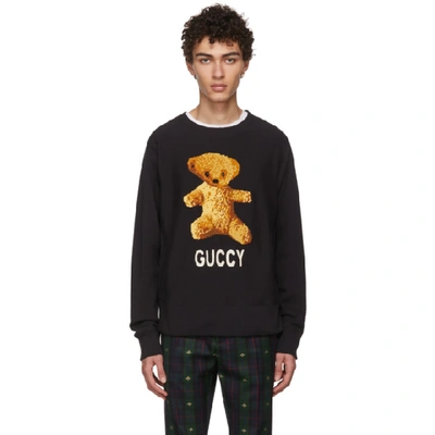 Gucci Cotton Sweatshirt With Teddy Bear In Black