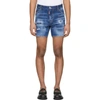 DSQUARED2 DSQUARED2 BLUE DENIM DAN COMMANDO SHORTS,S71MU0488 S30342