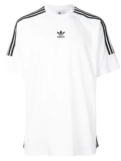 Adidas Originals 3 Stripes提花弹力针织t恤 In White