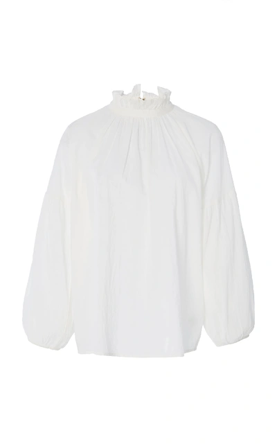 Apiece Apart Victoria Ruffled-neck Cotton Blouse In White