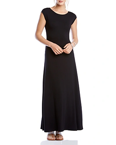 Karen Kane V-back Cap-sleeve Maxi Dress In Black