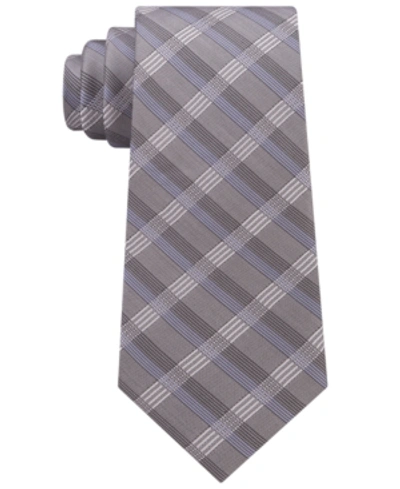 Calvin Klein Men's Creme Plaid Tie In Charcoal