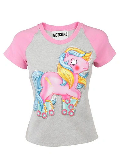 Moschino Little Pony Slim Fit Jersey T-shirt In Light Grey