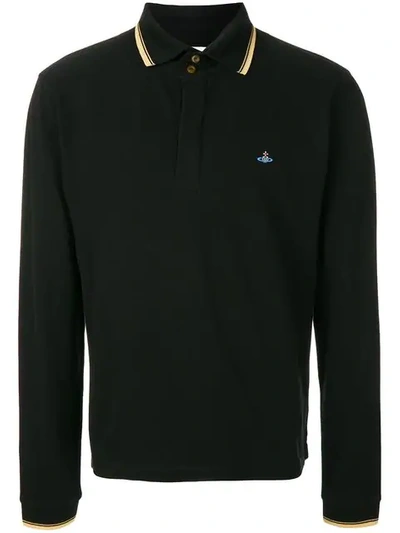 Vivienne Westwood Logo Longsleeved Polo Shirt - Black