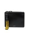 OFF-WHITE BLACK DOUBLE FLAT LEATHER POUCH,OWNA048S18423134100012561020