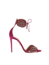 AQUAZZURA SUEDE SANDALS WITH DECORATIONS,10523865