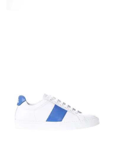 National Standard White & Blu Leather Sneakers In White/blu