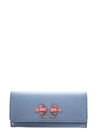 MIU MIU SKY LEATHER CONTINENTAL WALLET WITH BOW DETAIL,10523872