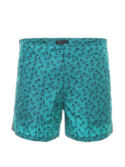 Prada Tropical Nylon Swim Shorts In Smeraldo+n (green)