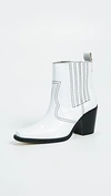 Ganni Callie Croc-effect Leather Ankle Boots In Bright White