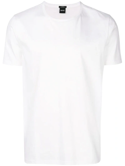 Hugo Boss Logo Embroidered Cotton T-shirt In White