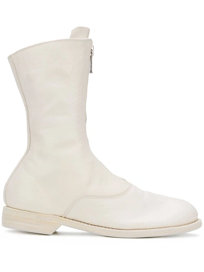 Guidi Women 310 Front Zip Military Boot In Co00t White