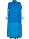 VIKA GAZINSKAYA Blue Ruched Sleeve Dress,SS181320COTTON12506472