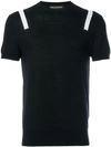 NEIL BARRETT STRIPE DETAIL KNITTED T-SHIRT,PBMA725G612C12722764