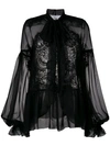 Givenchy Sheer Long-sleeve Blouse - Black In Black