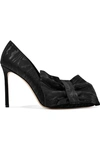 OFF-WHITE C/O JIMMY CHOO MARY 100 BOW-EMBELLISHED JACQUARD PUMPS