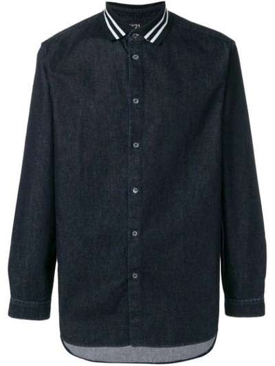 N°21 Polo Collar Chambray Shirt In Blue