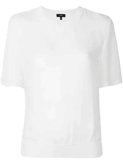 Theory Short Sleeve Blouse In White