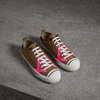 BURBERRY Canvas Check and Leather Sneakers,40663531