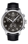Tissot T1166171605700 Chrono Xl Classic Stainless Steel And Crocodile-embossed Leather Strap Watch In Black