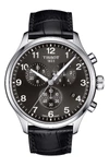 Tissot T1166171605700 Chrono Xl Classic Stainless Steel And Crocodile-embossed Leather Strap Watch In Black/ Silver
