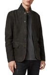 Allsaints Mens Anthracitegre Survey Brushed-leather Blazer Xl In Anthracite Grey