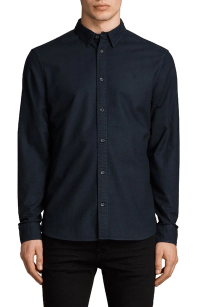 Allsaints Huntingdon Slim Fit Button-down Shirt In Ink Navy