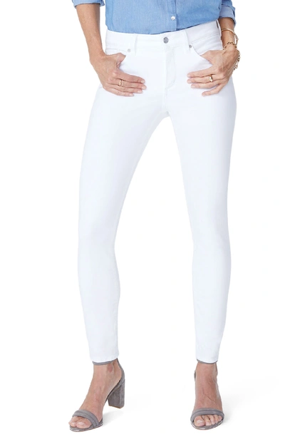Nydj Ami Raw-edge Cuffed Ankle Skinny Jeans In Optic White