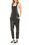 DAVID LERNER FAUX LEATHER OVERALLS,DAO0082