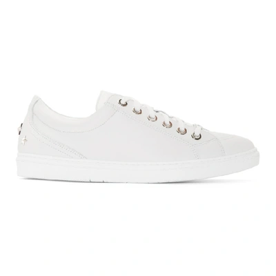 Jimmy Choo Ace White Point Embossed Nubuck With Steel Stars Low Top Trainers