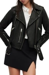 Allsaints Black Leather Balfern Biker Jacket In Black
