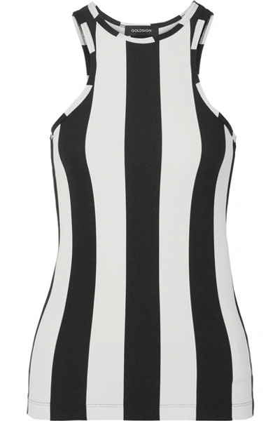 Goldsign Striped Ribbed Stretch-jersey Tank In Black/soft White