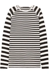 HAIDER ACKERMANN STRIPED SILK-CHIFFON AND RIBBED JERSEY TOP